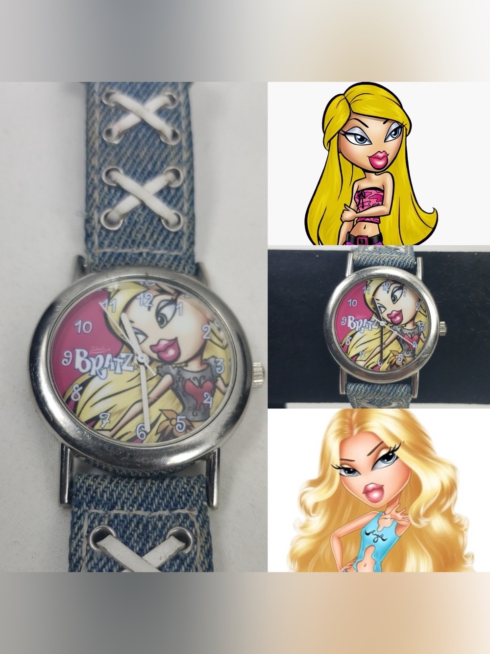 Bratz Working Watch w/ Denim & Shoelace Band